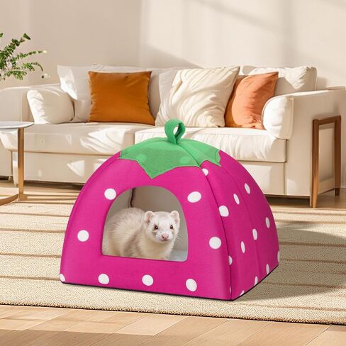 Guinea Pig Bed, Cozy Rabbit Hideout with Warm Fleece, Washable Pet Cushions, Winter Sleeping House for Small Animals in Saudi Arabia