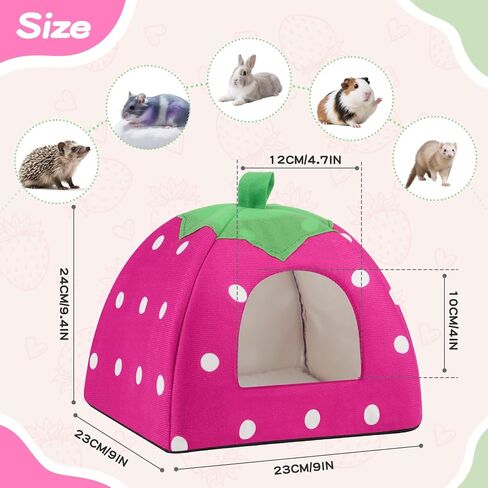 Guinea Pig Bed, Cozy Rabbit Hideout with Warm Fleece, Washable Pet Cushions, Winter Sleeping House for Small Animals in Saudi Arabia