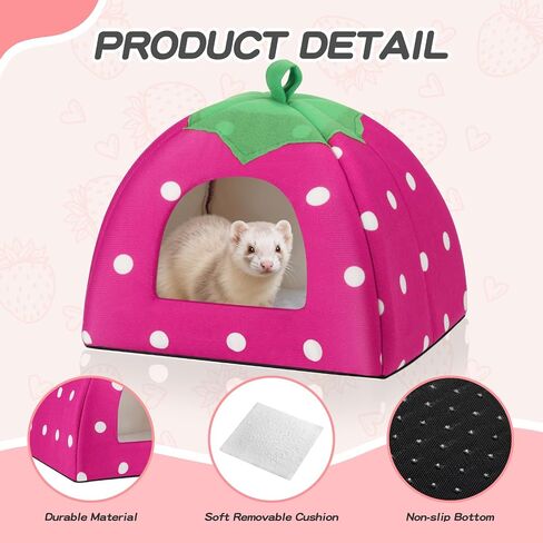 Guinea Pig Bed, Cozy Rabbit Hideout with Warm Fleece, Washable Pet Cushions, Winter Sleeping House for Small Animals in Saudi Arabia