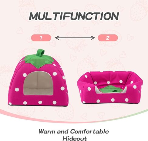 Guinea Pig Bed, Cozy Rabbit Hideout with Warm Fleece, Washable Pet Cushions, Winter Sleeping House for Small Animals in Saudi Arabia