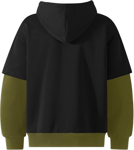 Men's Zip Up Hoodie Color Block Sweatshirts Casual Loose Fit Lightweight with Pockets Pullover Hooded Jacket in Saudi Arabia