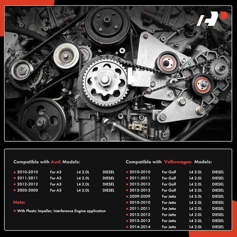 A-Premium Engine Timing Belt Kit with Water Pump Compatible with Volkswagen 2009-2014 Jetta 2.0L, 2010-2013 Golf 2.0L & Audi 2010-2013 A3 2.0L in Saudi Arabia
