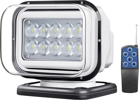 ضوء بحث LED للتحكم عن بعد، 50 وات 5000 لومن LED لشاحنة على السطح وقارب صيد يبحث عن 360 درجة، كشاف كشاف مساعد للقيادة على الطرق الوعرة، 6 مغناطيسات قوية مدمجة in Saudi Arabia
