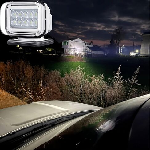 ضوء بحث LED للتحكم عن بعد، 50 وات 5000 لومن LED لشاحنة على السطح وقارب صيد يبحث عن 360 درجة، كشاف كشاف مساعد للقيادة على الطرق الوعرة، 6 مغناطيسات قوية مدمجة in Saudi Arabia