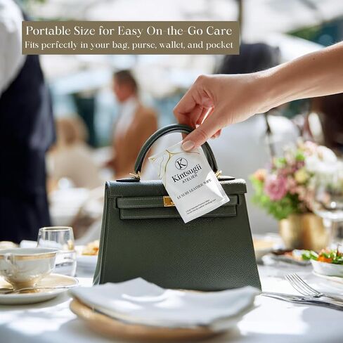 Luxury Leather Handbag Wipes – Individually Wrapped, Dual-Textured Cleaning for Purses, Shoes & Leather Goods – Safe, Non-Rinse, On-the-Go Care, 20 Count by Kintsugii Atelier in Saudi Arabia