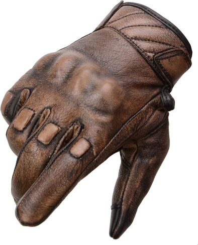 Milwaukee Leather Men's Distressed Brown Leather Gloves with Gel Palm and Knuckle Protectors in Saudi Arabia
