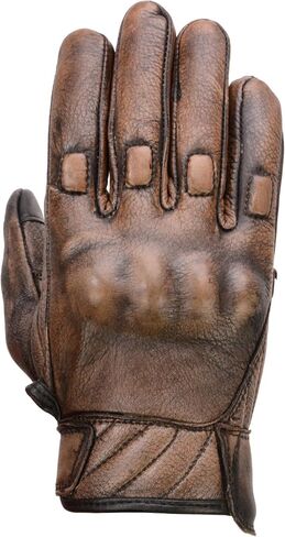 Milwaukee Leather Men's Distressed Brown Leather Gloves with Gel Palm and Knuckle Protectors in Saudi Arabia