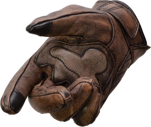 Milwaukee Leather Men's Distressed Brown Leather Gloves with Gel Palm and Knuckle Protectors in Saudi Arabia