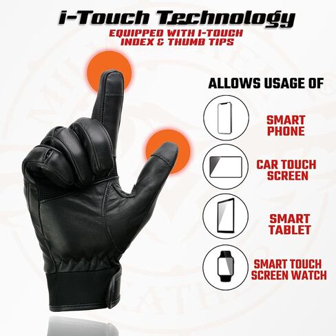 Milwaukee Leather MG7525 Men's Black Leather i-Touch Screen Compatible Gel Palm Motorcycle Hand Gloves W/Flex Knuckle in Saudi Arabia