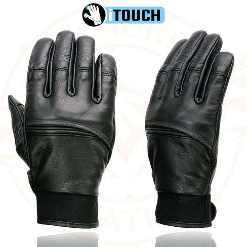 Milwaukee Leather MG7525 Men's Black Leather i-Touch Screen Compatible Gel Palm Motorcycle Hand Gloves W/Flex Knuckle in Saudi Arabia