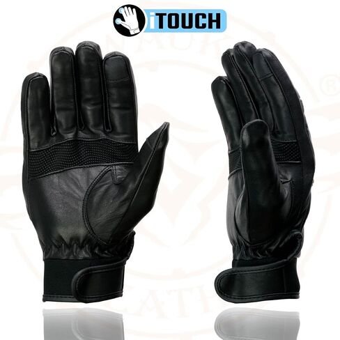 Milwaukee Leather MG7525 Men's Black Leather i-Touch Screen Compatible Gel Palm Motorcycle Hand Gloves W/Flex Knuckle in Saudi Arabia