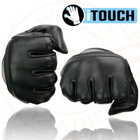 Milwaukee Leather MG7525 Men's Black Leather i-Touch Screen Compatible Gel Palm Motorcycle Hand Gloves W/Flex Knuckle in Saudi Arabia