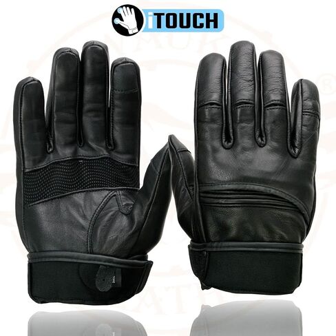Milwaukee Leather MG7525 Men's Black Leather i-Touch Screen Compatible Gel Palm Motorcycle Hand Gloves W/Flex Knuckle in Saudi Arabia