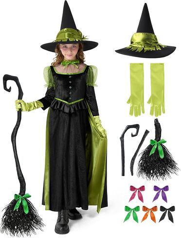 Spooktacular Creations Halloween Child Girl Black Wizard Witch Costume, Kids Witch Outfit Set for Halloween Dress Up Parties in Saudi Arabia