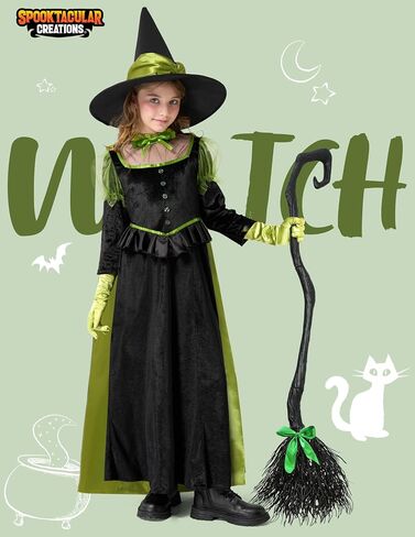 Spooktacular Creations Halloween Child Girl Black Wizard Witch Costume, Kids Witch Outfit Set for Halloween Dress Up Parties in Saudi Arabia