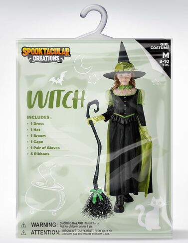 Spooktacular Creations Halloween Child Girl Black Wizard Witch Costume, Kids Witch Outfit Set for Halloween Dress Up Parties in Saudi Arabia