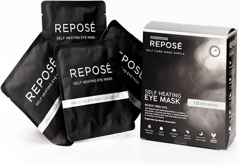 REPOSE Steam Eye Mask - Instant, Self-Heating Sleep Mask - Eye Strain Relief Mask to Help Reduce Eye Puffiness & Soothe Tired Eyes | Unscented, Single Use, Travel Friendly Warm Eye Mask - 10 Count in Kuwait