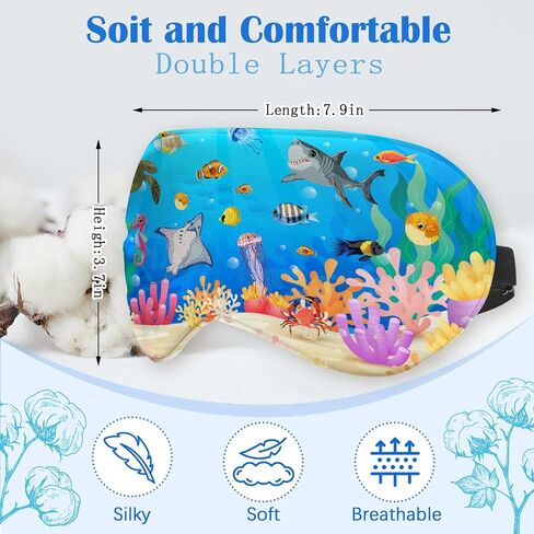 Kids Sleep Mask,Teens Cute Cartoon Sleep Mask for Boys Girls with Soft and Smooth Adjustable Strap,Underwater World in Saudi Arabia
