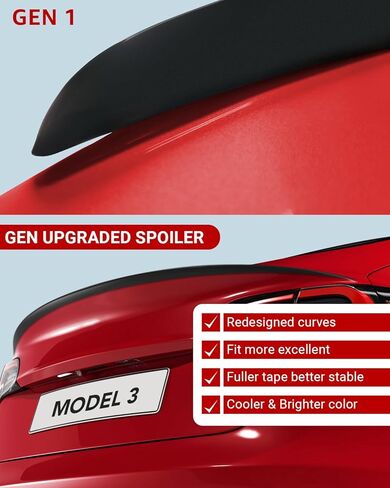 BASENOR 2024 Spoiler for Tesla Model 3 Performance Trunk Wing ABS Matte Carbon Fiber in Kuwait