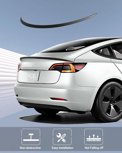 BASENOR 2024 Spoiler for Tesla Model 3 Performance Trunk Wing ABS Matte Carbon Fiber in Kuwait
