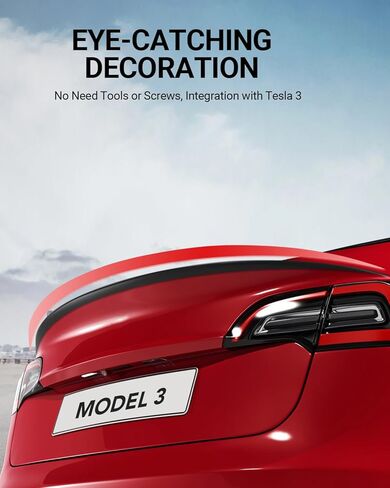 BASENOR 2024 Spoiler for Tesla Model 3 Performance Trunk Wing ABS Matte Carbon Fiber in Kuwait