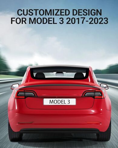 BASENOR 2024 Spoiler for Tesla Model 3 Performance Trunk Wing ABS Matte Carbon Fiber in Kuwait