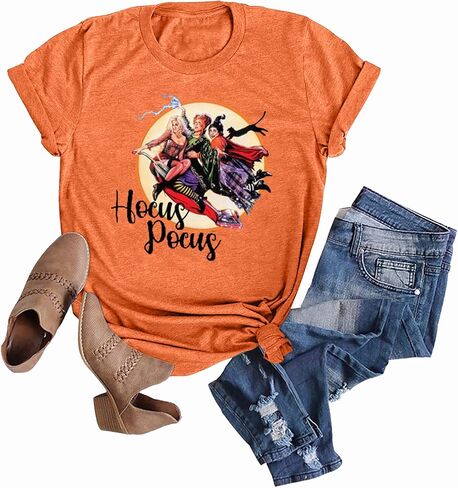 Anbech Womens Hocus Pocus Halloween T-Shirt Sanderson Sisters Print Classic Movie Tee Tops in Kuwait