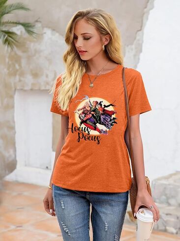 Anbech Womens Hocus Pocus Halloween T-Shirt Sanderson Sisters Print Classic Movie Tee Tops in Kuwait