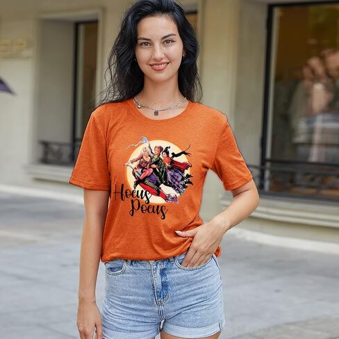 Anbech Womens Hocus Pocus Halloween T-Shirt Sanderson Sisters Print Classic Movie Tee Tops in Kuwait
