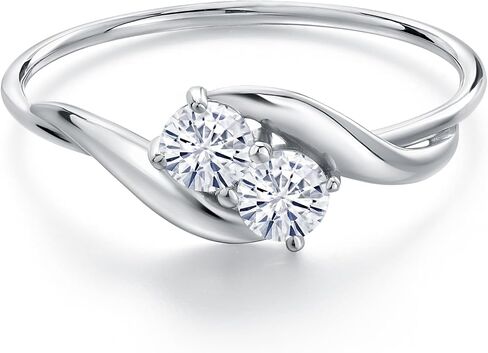 Gem Stone King 10K White Gold Round White Moissanite Ring For Women (0.32 Cttw, Round 3.5MM, Gemstone Birthstone, Available in Size 5,6,7,8,9) in Saudi Arabia