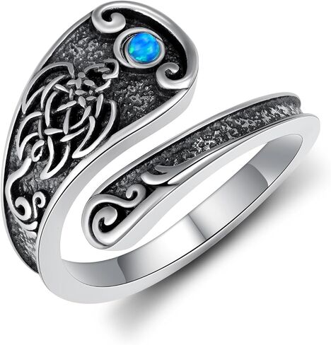 Owl/Dragon/Horse/Turtle/Fox/Frog/Raven/Hummingbird/Octopus Spoon Ring Sterling Sliver Adjustable Thumb Rings Vintage Animal Jewelry Gifts for Women in Saudi Arabia
