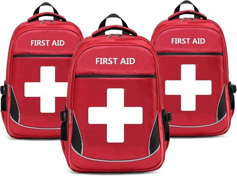 First Aid Bag Empty Red Emergency Medical Bag First Responder Trauma Multi-Pocket Traveling Field Trips Camping Essentials (RED-5PCS) in Kuwait