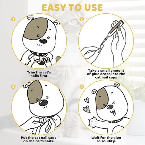 20pcs Cat Nail Caps Clear with Glue Pet Kitten Cat Claw Caps Cat Claw Covers for Indoor Cats - Clear - XS in Kuwait