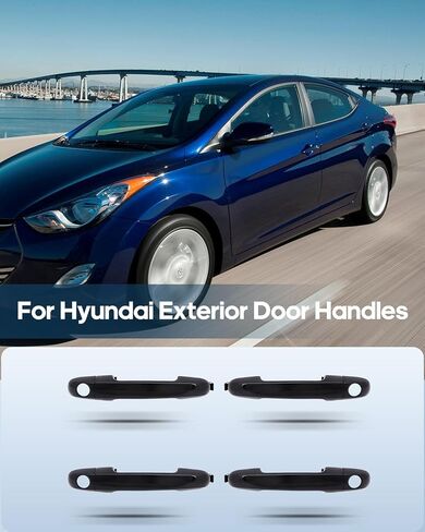 ECCPP Door Handles Exterior Outer Ontside Front Rear Driver Passenger Side Replacement for 2006-2010 for Hyundai Elantra Black(4pcs) in Saudi Arabia
