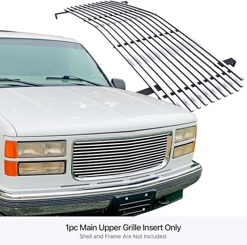 APS Compatible with GMC Suburban 1994-1999 & 94-99 Yukon & 94-98 C K Pickup Main Upper Stainless Steel Chrome Polished 8x6 Horizontal Billet Front Grill Grille Insert G85012S in Saudi Arabia