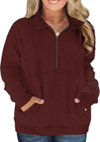 VISLILY Plus-Size-Sweatshirts for Women Oversized Half Zip Pullover Casual Long Sleeve Sweater Dressy Tops with Pocket XL-5XL in Saudi Arabia