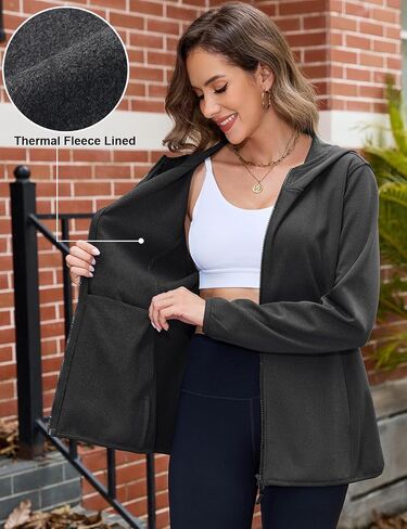 Viracy Womens Full Zip Up Hoodies Lightweight Fleece Jackets Long Sleeve Hiking Sweater with Handy Pockets and Inside Pocket in Kuwait