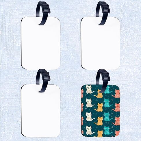 4 PCS Sublimation Luggage Tags White Blank Heat Transfer Bag Tags with Strap Name ID Card Label Tag for DIY Travel Suitcase Sports Bags in Saudi Arabia