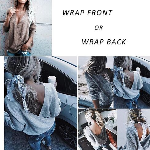softome Womens Casual Long Sleeve Wrap Fall Sweaters Tops V Neck Solid Color Oversized Pullover Loose Fit Jumper in Saudi Arabia