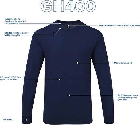 تي شيرت Gildan Hammer بأكمام طويلة للكبار، قطعتان، طراز GH400 in Saudi Arabia