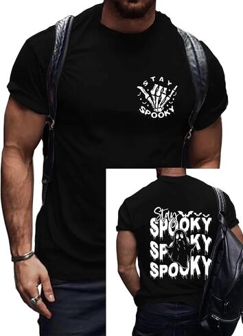 Men Shirts Halloween Spooky Season Graphic Tshirts Funny Short Sleeve Tee Top in Saudi Arabia