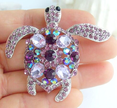 Unique Animal 2.36" Rhinestone Crystal Turtle Tortoise Brooch Pin Pendant BZ3344 in Saudi Arabia