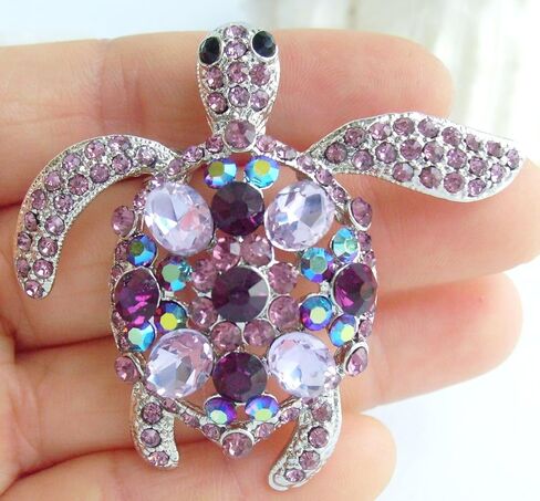 Unique Animal 2.36" Rhinestone Crystal Turtle Tortoise Brooch Pin Pendant BZ3344 in Saudi Arabia