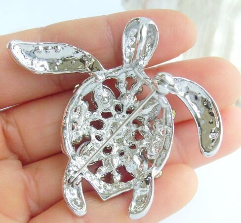 Unique Animal 2.36" Rhinestone Crystal Turtle Tortoise Brooch Pin Pendant BZ3344 in Saudi Arabia