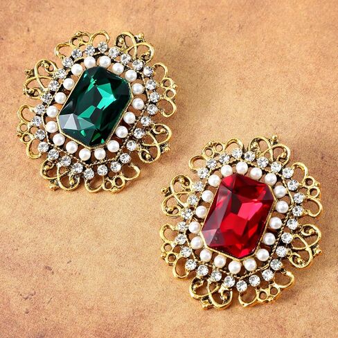 Antique Rhinestone Brooch Pin for Women Victorian Brooches Vintage Crystal Flower Lapel Pins Clip Elegant Floral For Wedding Christmas Ornament Hat Sweater Coat Scarves Dress Badges Jewelry in Saudi Arabia