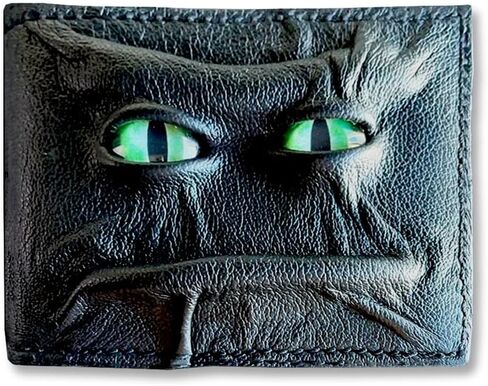 محفظة Magical Horror Demon Eyes - محفظة رجالية ثلاثية الأبعاد من الجلد الطبيعي على شكل عين التنين، مصنوعة يدويًا، منحوتة حسب الطلب، حجم قياسي، جلد نباتي، متعددة الألوان in Saudi Arabia