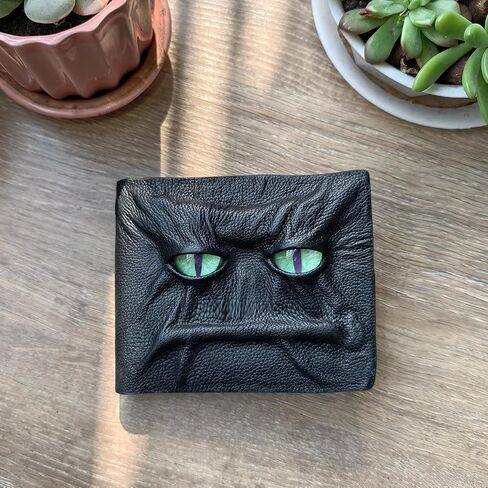 محفظة Magical Horror Demon Eyes - محفظة رجالية ثلاثية الأبعاد من الجلد الطبيعي على شكل عين التنين، مصنوعة يدويًا، منحوتة حسب الطلب، حجم قياسي، جلد نباتي، متعددة الألوان in Saudi Arabia