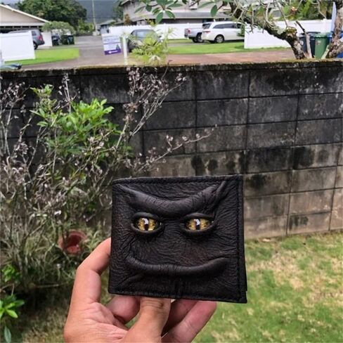 محفظة Magical Horror Demon Eyes - محفظة رجالية ثلاثية الأبعاد من الجلد الطبيعي على شكل عين التنين، مصنوعة يدويًا، منحوتة حسب الطلب، حجم قياسي، جلد نباتي، متعددة الألوان in Saudi Arabia
