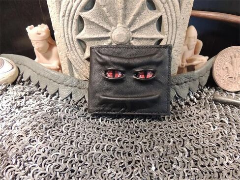 محفظة Magical Horror Demon Eyes - محفظة رجالية ثلاثية الأبعاد من الجلد الطبيعي على شكل عين التنين، مصنوعة يدويًا، منحوتة حسب الطلب، حجم قياسي، جلد نباتي، متعددة الألوان in Saudi Arabia