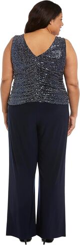 R&M Richards Elegant Metallic Glitter Knit Sleeveless Jumpsuit W/Cowl Neck & Wide-Leg Pants in Saudi Arabia